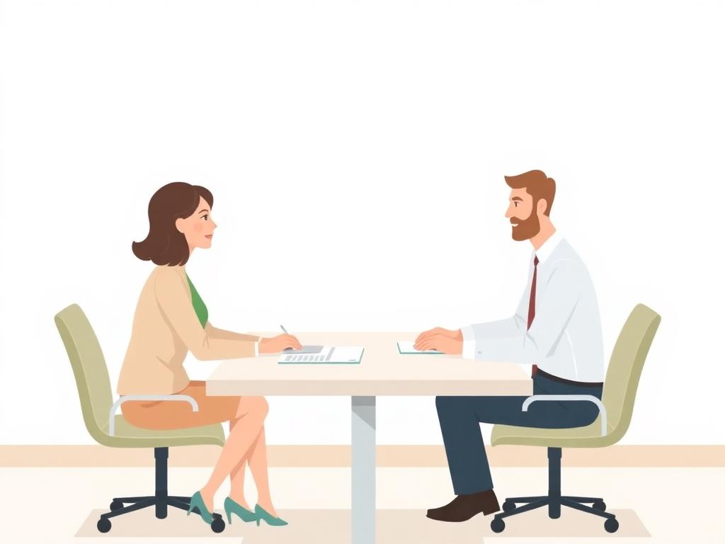 Financial adviser meeting a client across a table
